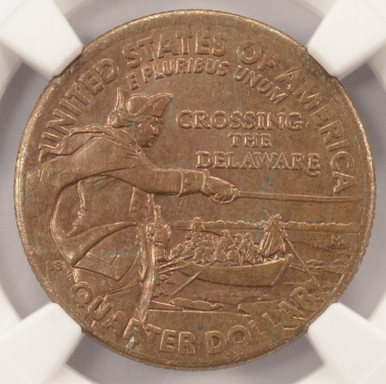 2021 quarter missing clad layer error — copper-red core exposed on one side contrasting with normal silver-colored nickel surface on the other side